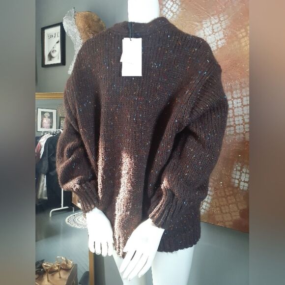 Zara Nwt Chunky Brown Speckled Sweater - Picture 2 of 15